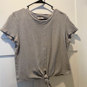 Madewell Heather Gray Tie-Front Tee